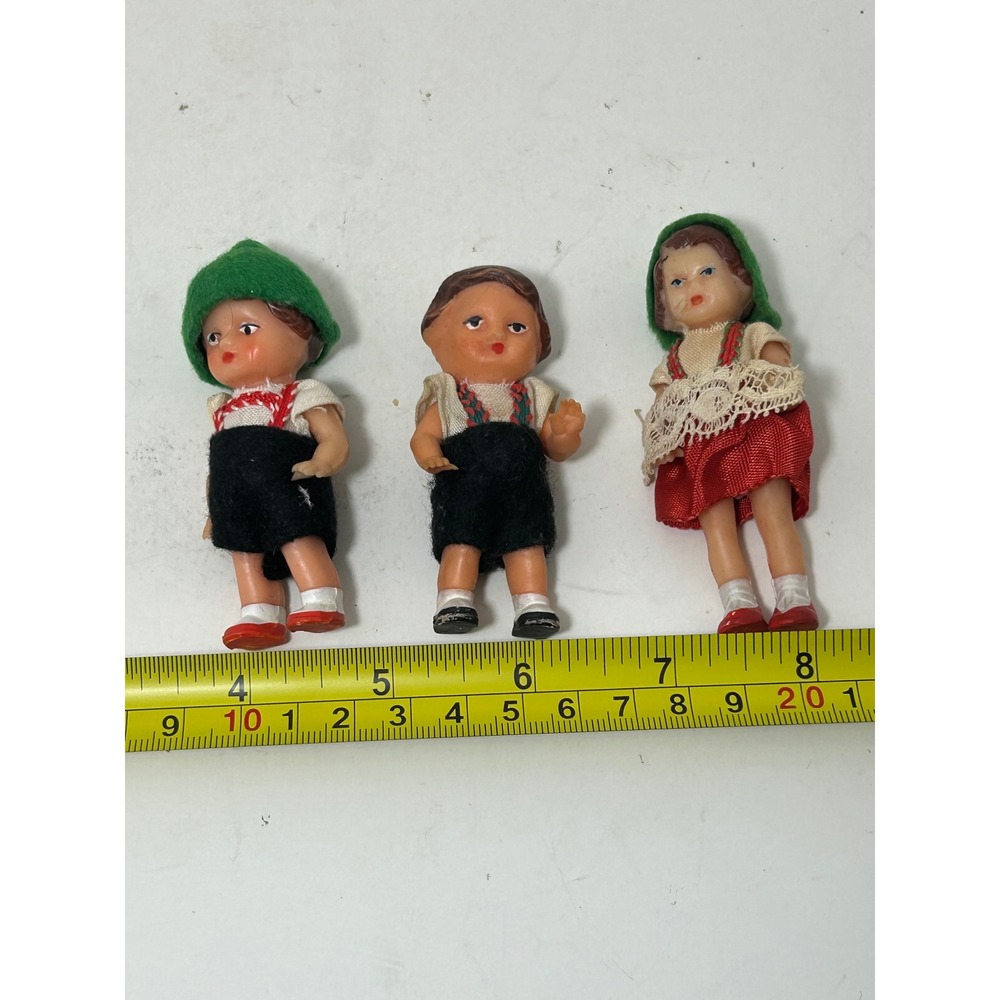 Vintage Miniature German Alpine Folk Dolls Set of 3 Lederhosen Traditional Dress - Picture 7 of 8